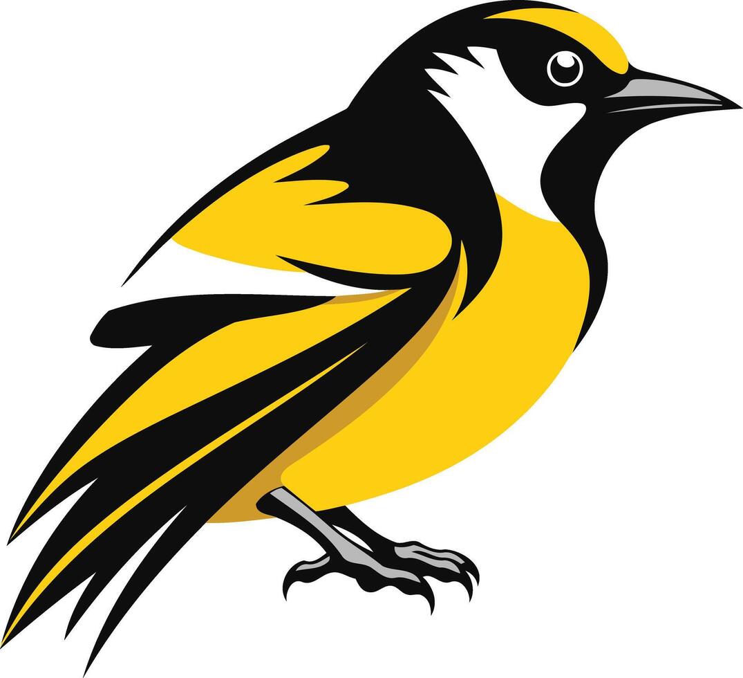 Yellow Bird with Black Wings Illustration vector