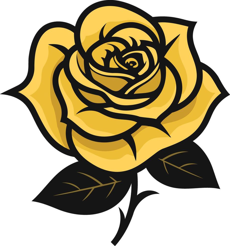Golden Rose with Black Outline vector