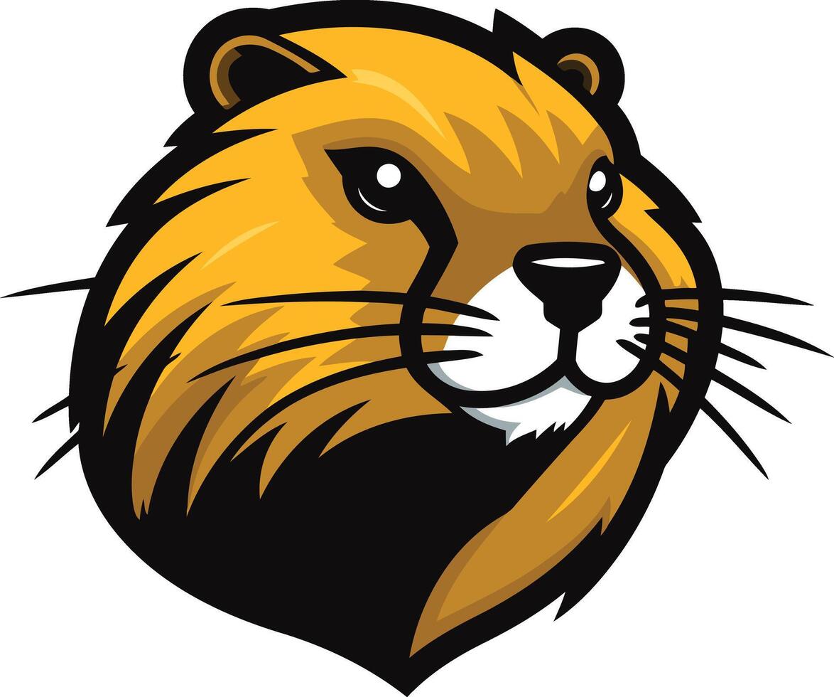 Golden and Black Beaver Mascot Head vector