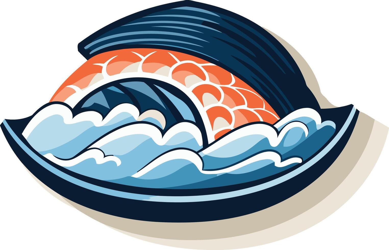 Koi Fish Tail in a Blue Wave vector