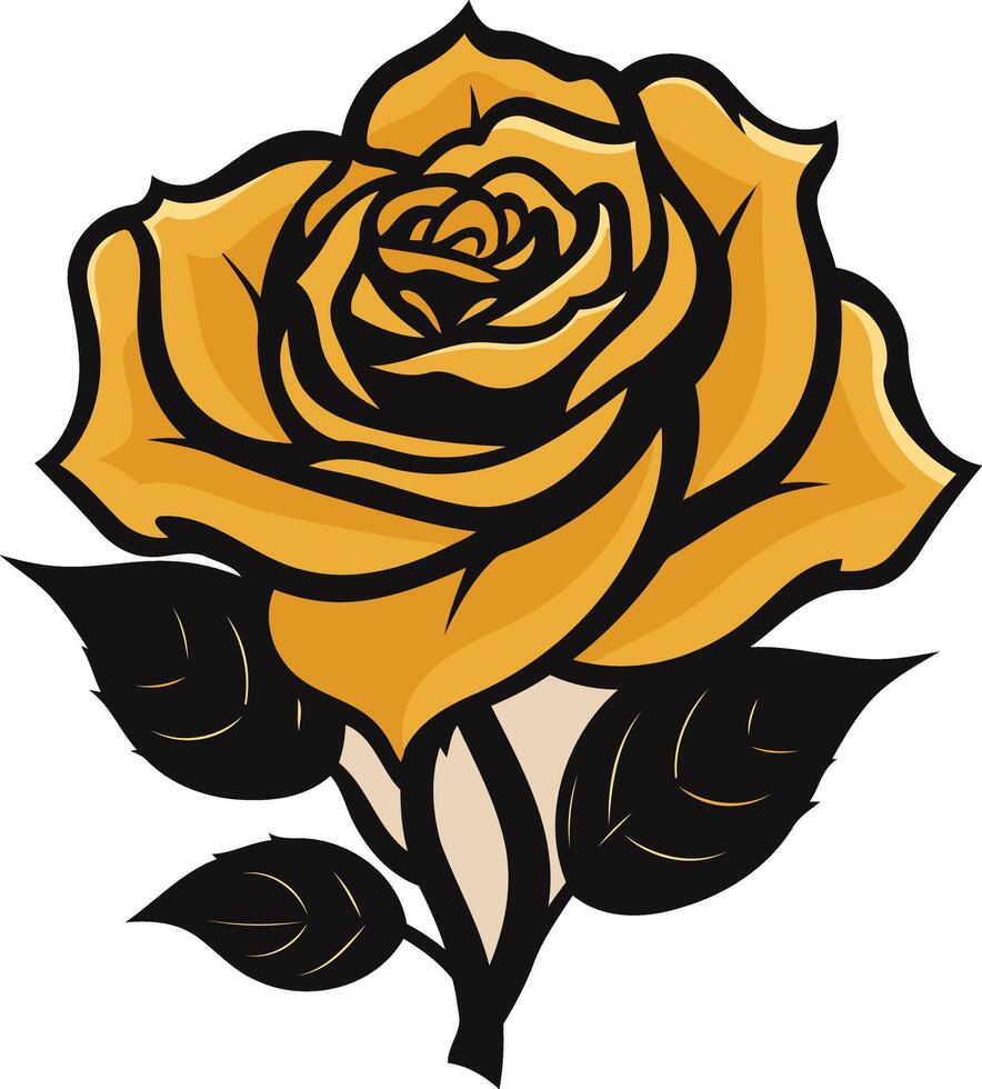 A Yellow Rose with Black Outlines vector