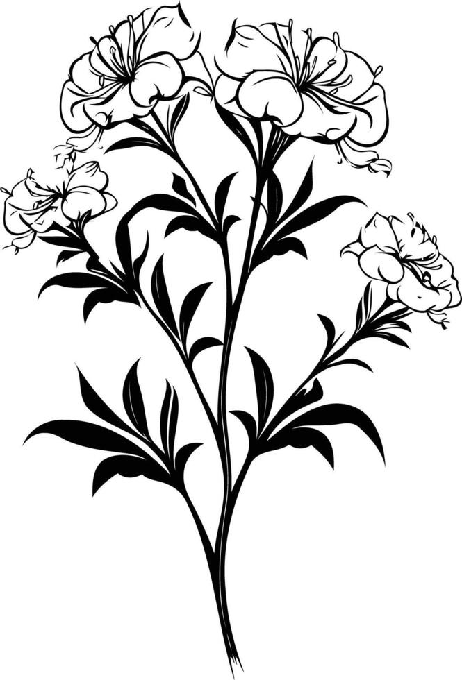 Elegant black and white silhouette of a flowering branch, perfect for adding a touch of nature to your designs vector