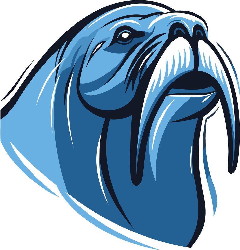 Powerful Walrus Illustration with Blue Tones vector