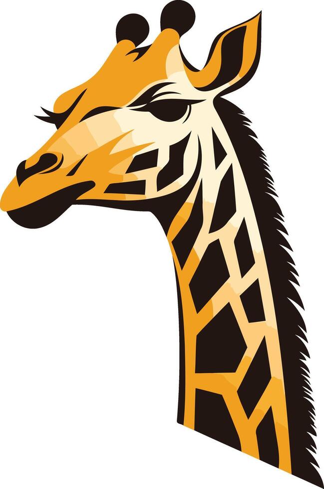 Giraffe Head Illustration in Yellow and Black vector