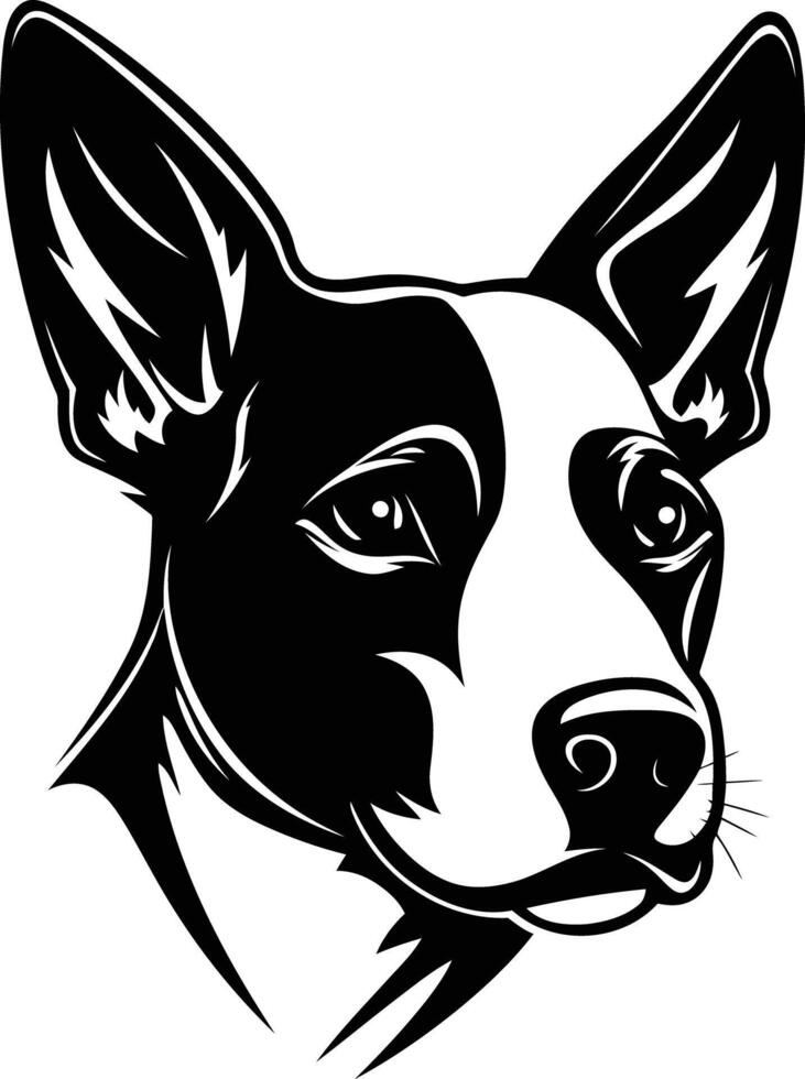 Black and white illustration of a dog's head, perfect for logo design, branding, or pet related projects vector