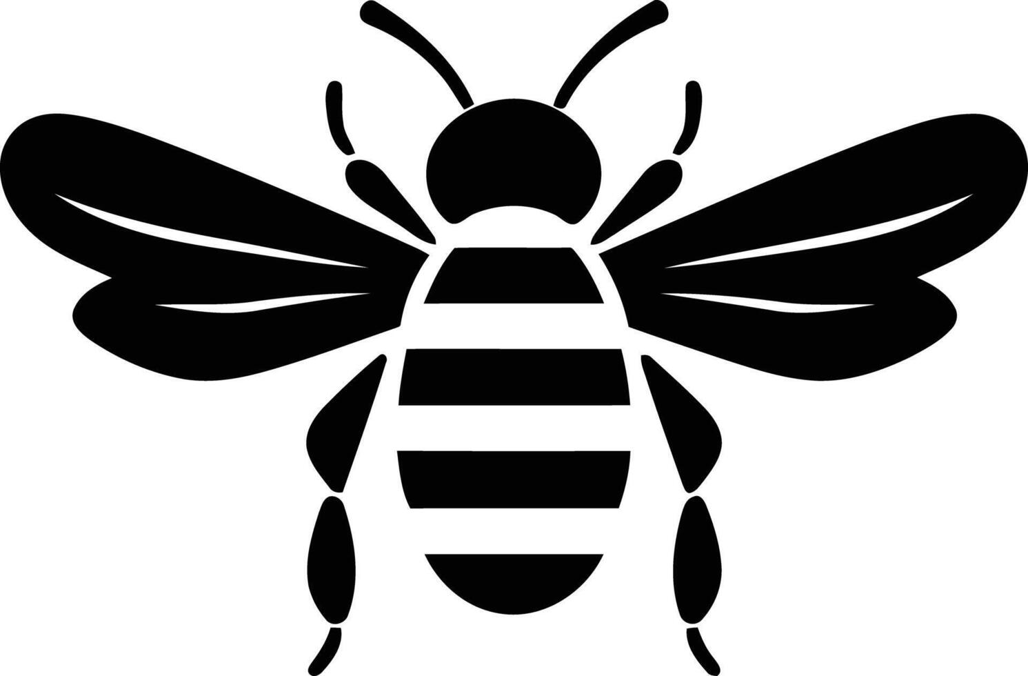 Simple black and white bee silhouette, perfect for logo, icon, or graphic design vector