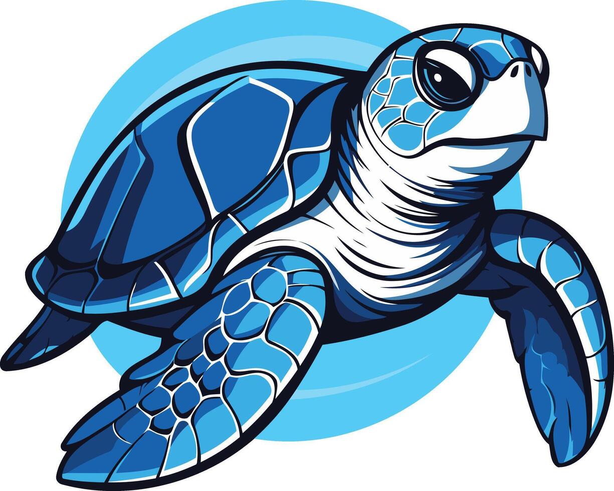 Cool blue sea turtle mascot design with a bold, cartoon style vector