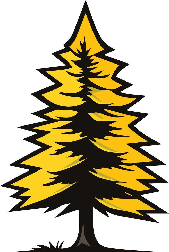Golden Evergreen Tree Illustration vector
