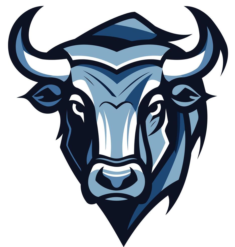 Blue Bull Head Mascot Illustration vector