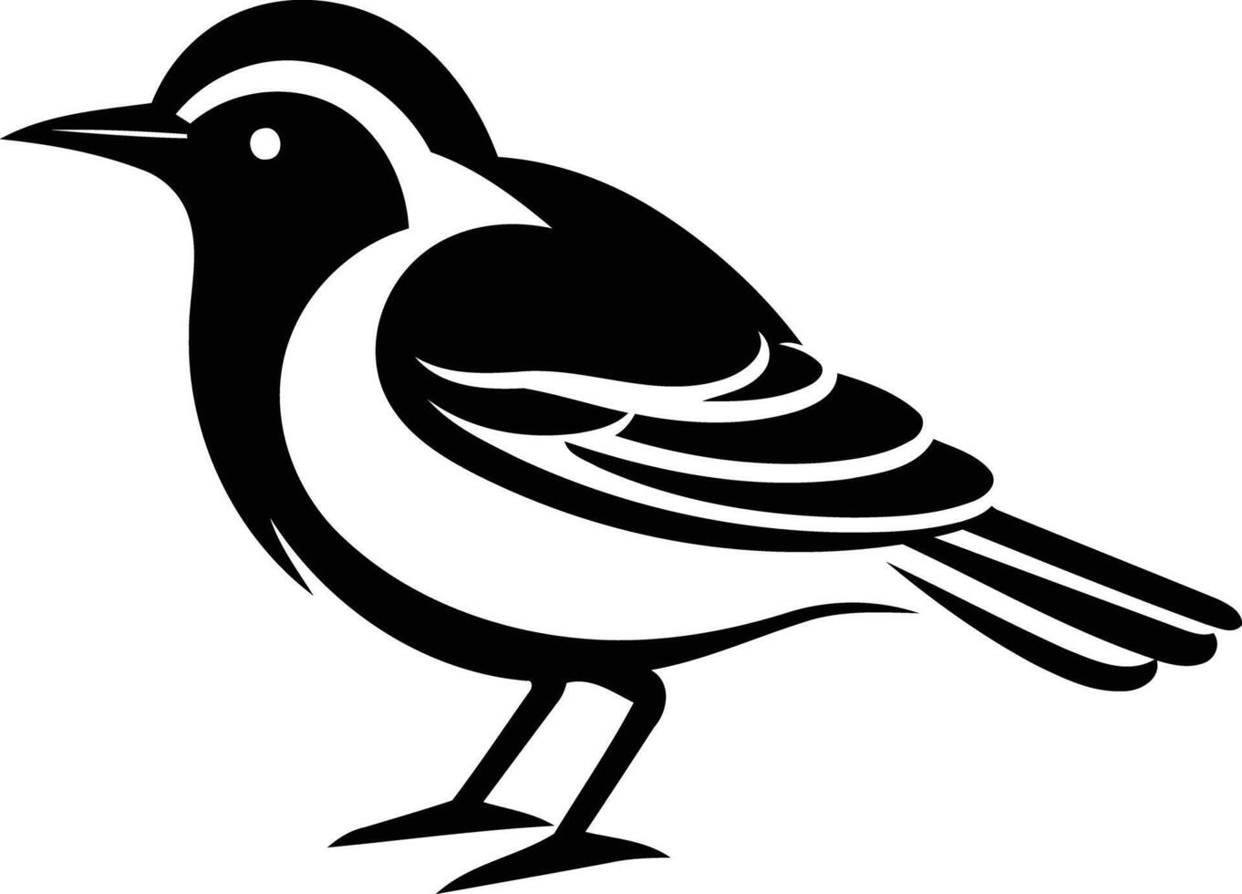 Simple black and white element illustration of a bird in profile vector