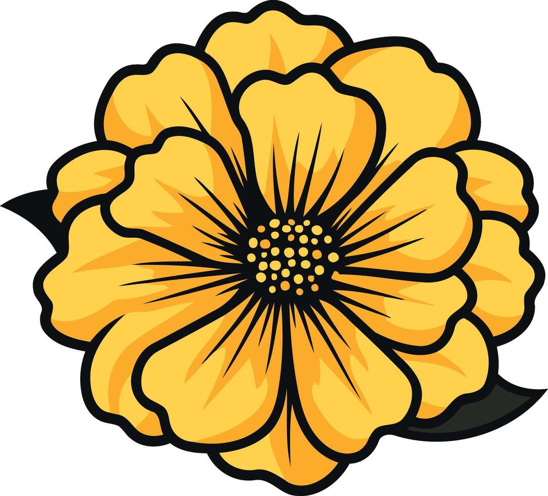 A bright, cheerful yellow flower with a simple, cartoon style design vector