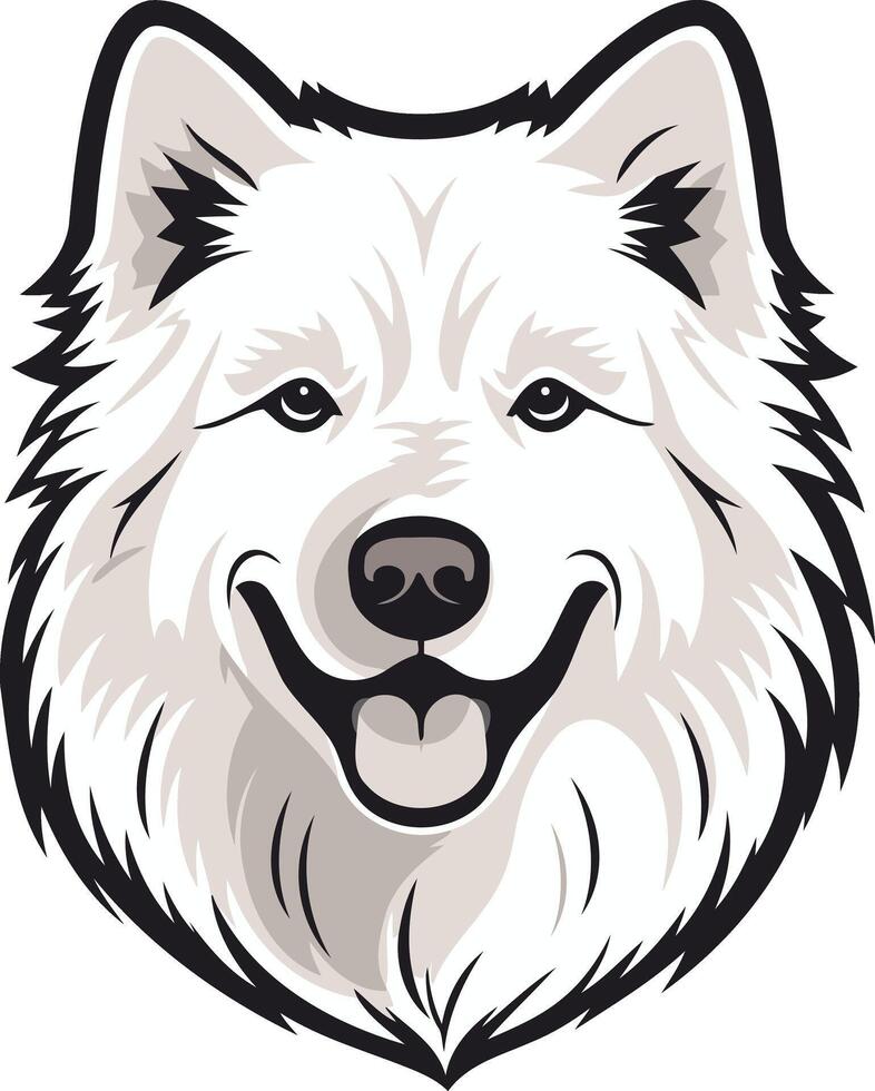 Cute, friendly white dog head illustration, perfect for pet related designs, logos, and branding vector
