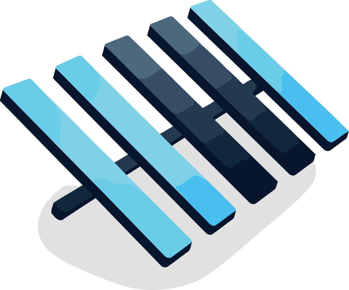 Abstract 3d graphic with blue and black bars arranged in a dynamic pattern vector