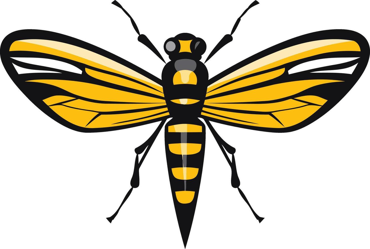 A bold and vibrant illustration of a yellow and black wasp, perfect for branding or design projects vector