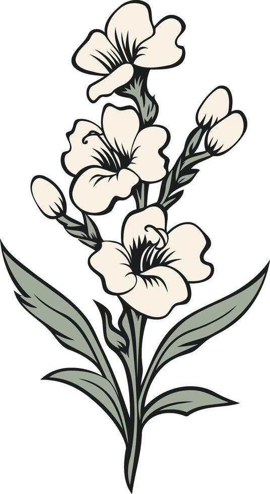 Elegant White Flowers with Green Foliage vector