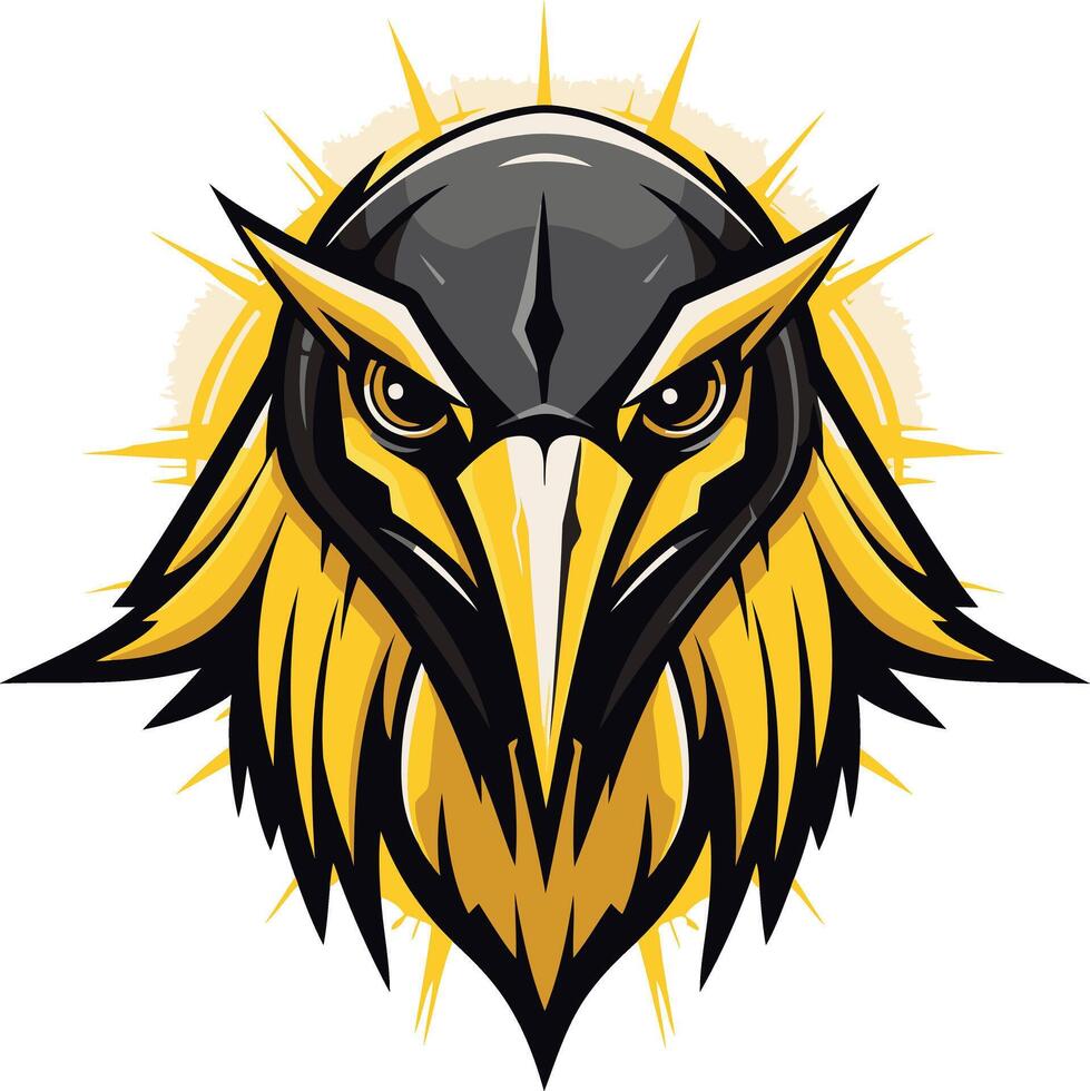 Powerful and imposing, this fierce raven head mascot logo design is perfect for sports teams, gaming groups, or businesses looking for a strong and intimidating brand identity vector