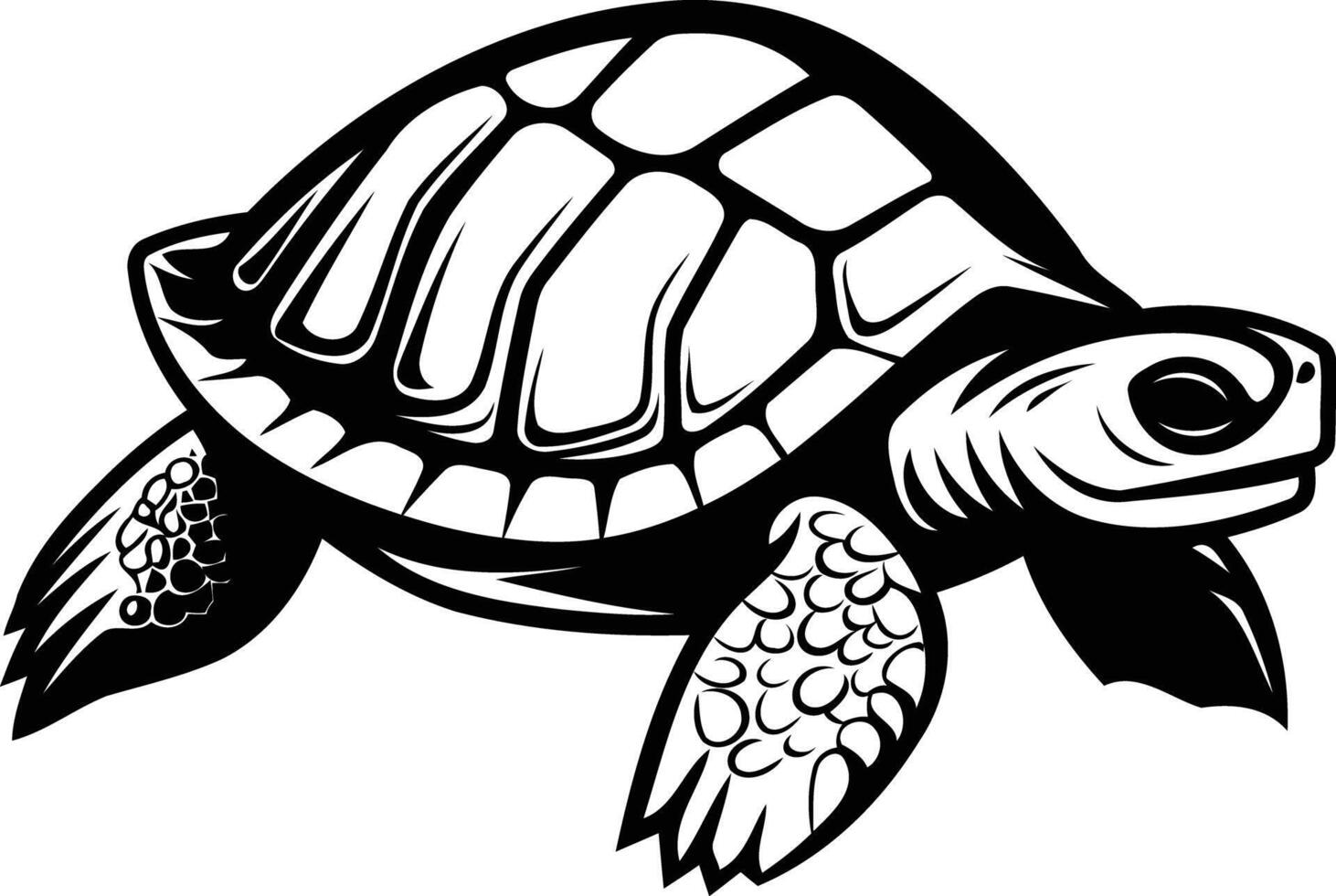 Black and white illustration of a turtle, perfect for logos, branding, and designs vector