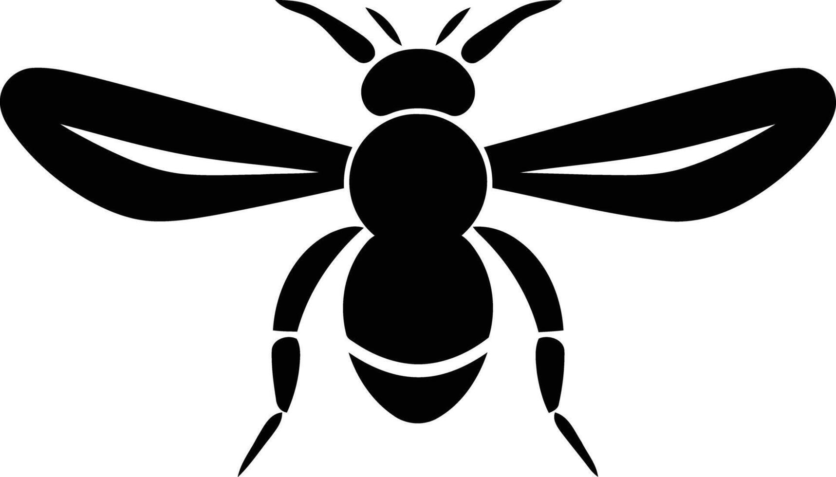 A simple, bold silhouette of a bee, perfect for logo design or branding vector