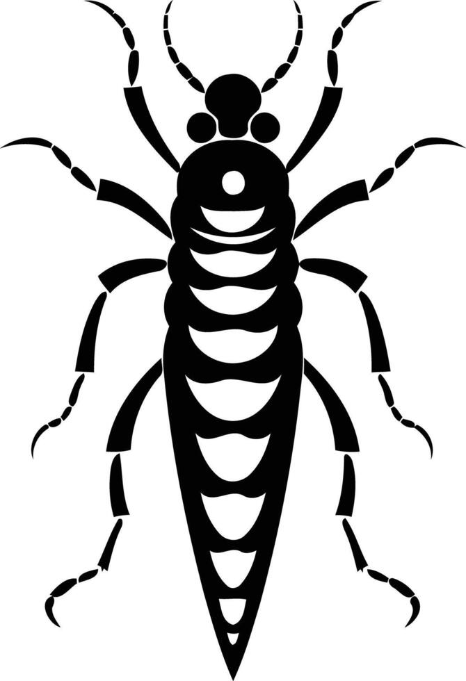 A bold and striking black and white illustration of an insect, perfect for tattoo design, graphic design, or as a symbol for nature and the environment vector