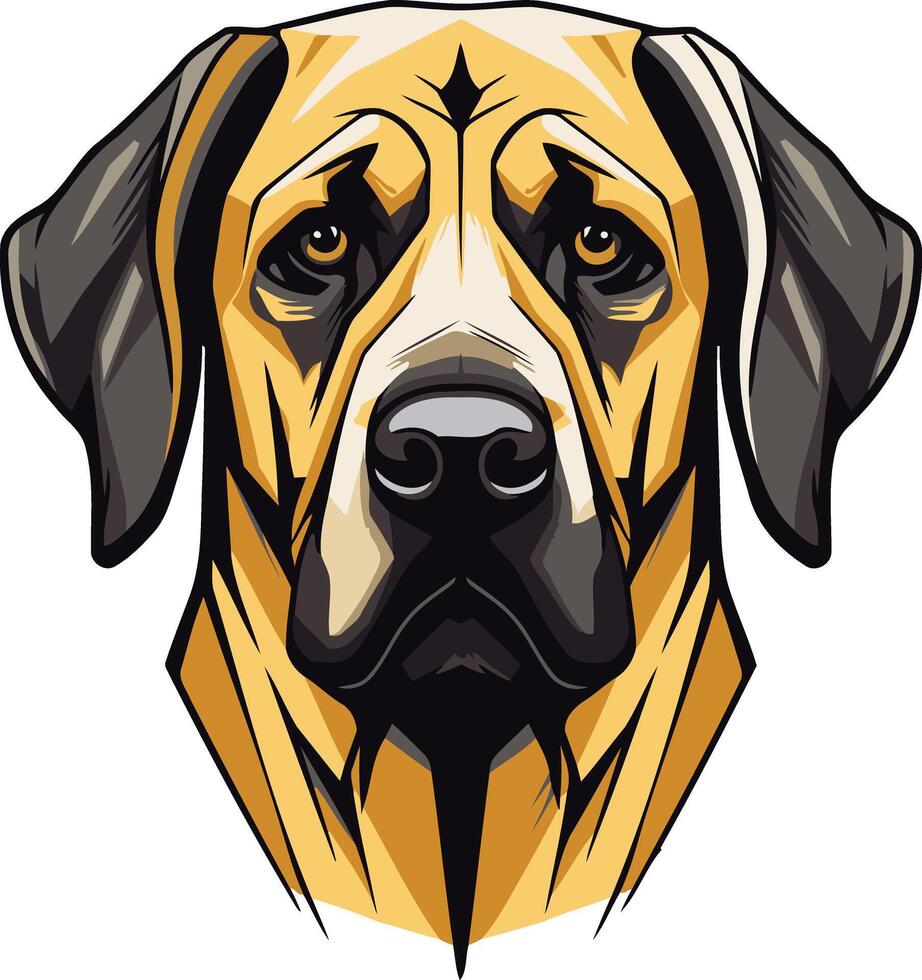Close up portrait of a loyal, majestic dog with a serious expression vector