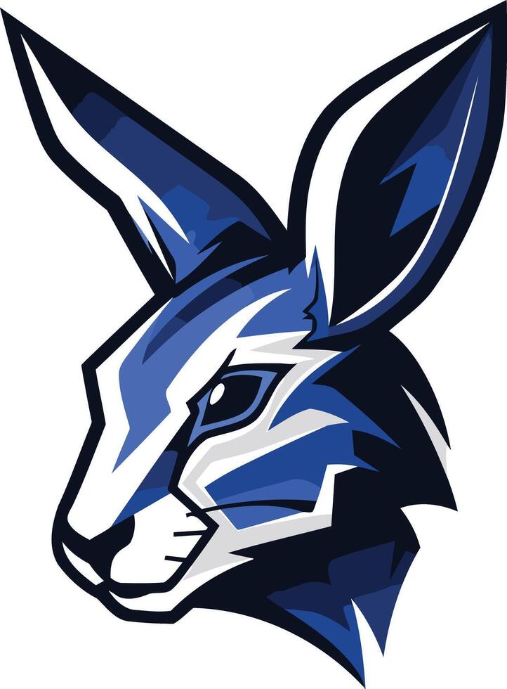 A fierce and stylized blue rabbit head logo, perfect for gaming teams, sports clubs, or tech startups seeking a bold and energetic mascot vector