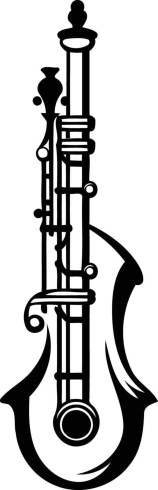 A stylized, black and white illustration of a violin vector
