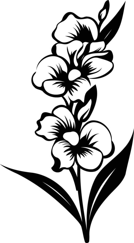 Elegant black and white floral illustration, perfect for invitations, cards, or branding vector