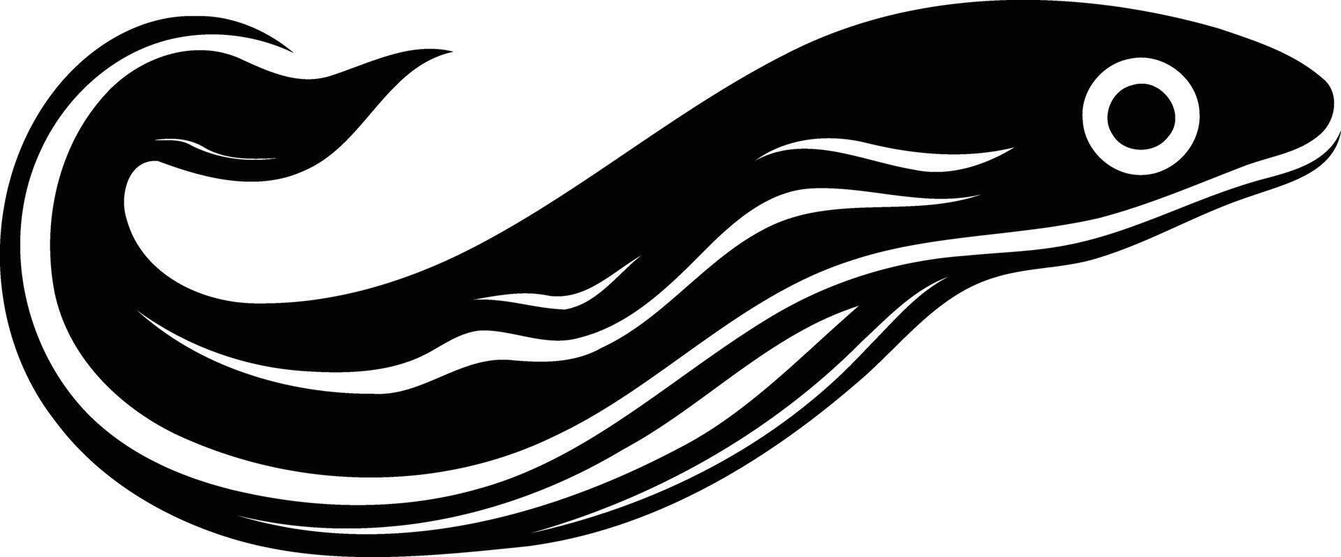 Black and white illustration of a stylized eel, perfect for tattoo designs, marine life illustrations, and graphic design projects vector