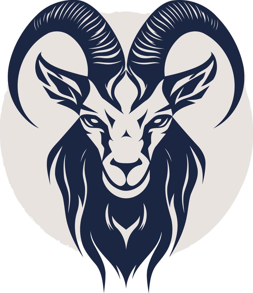 Mountain Goat Silhouette with Curved Horns vector