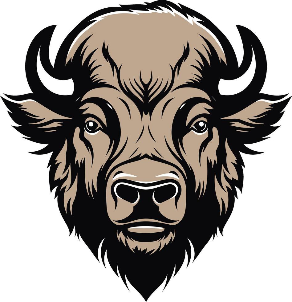 Powerful Bison Head Illustration vector