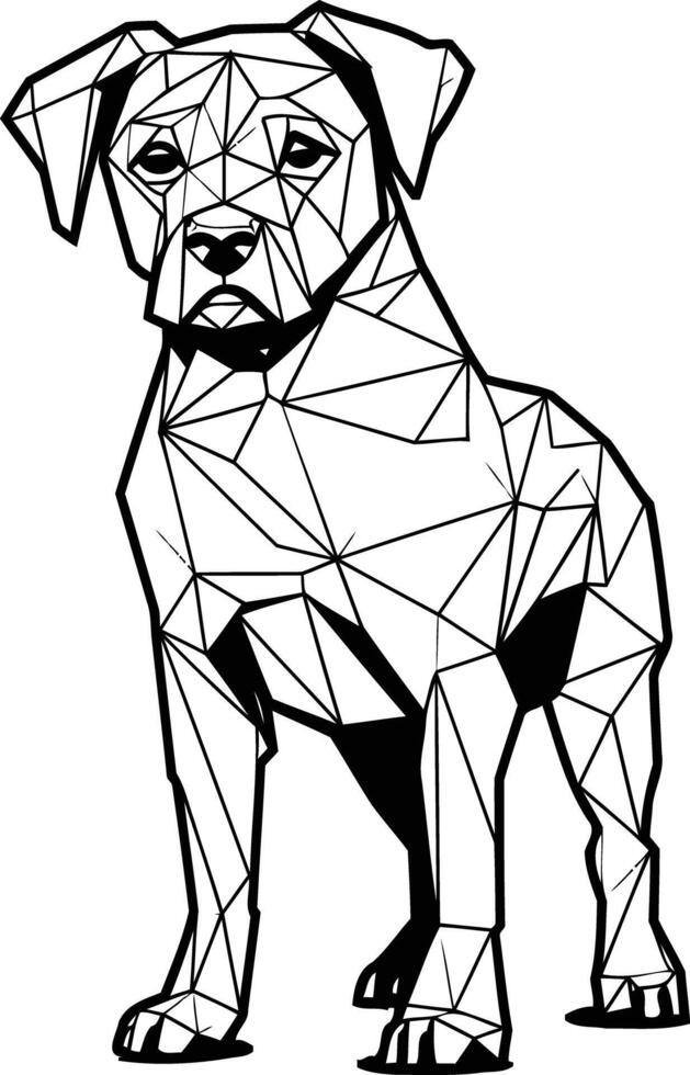 Geometric dog silhouette in black and white vector