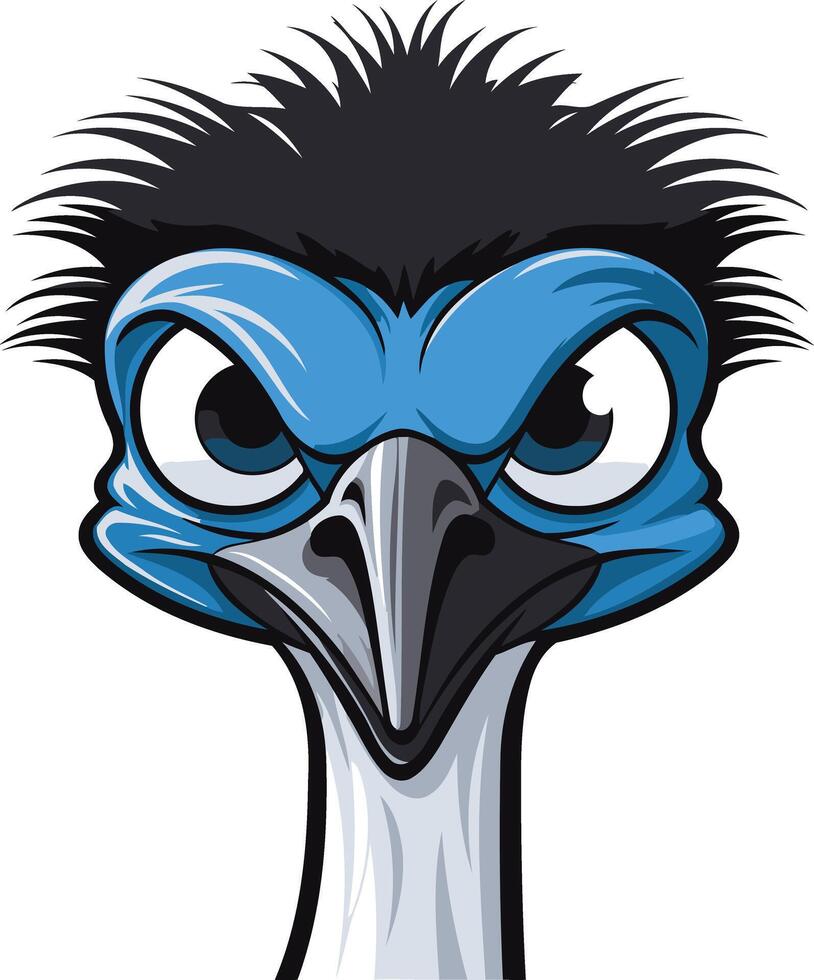 A cartoon illustration of an angry emu with a fierce expression, perfect for adding a touch of humor and personality to your projects vector