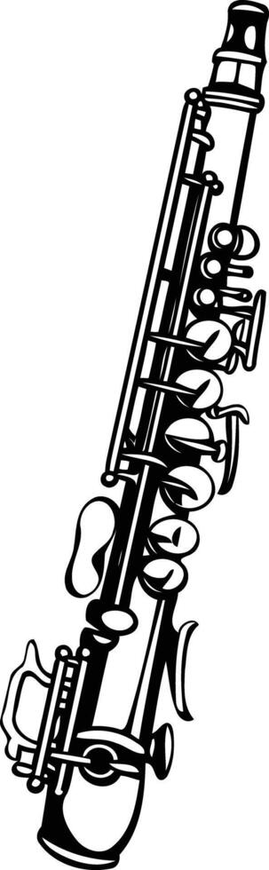 A simple black and white illustration of a saxophone vector