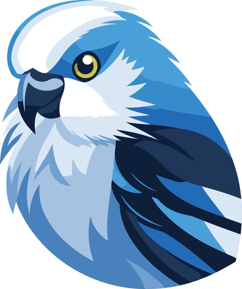A stylized, cartoon like illustration of a blue bird's head, perfect for branding, logos, or social media vector