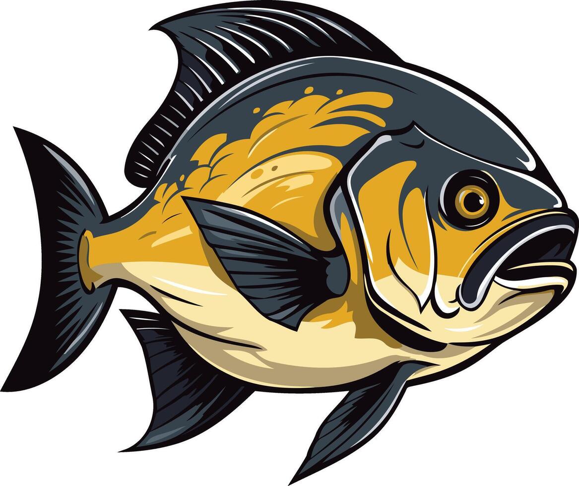 A bold and detailed illustration of a piranha fish, perfect for adding a touch of danger and excitement to your designs vector