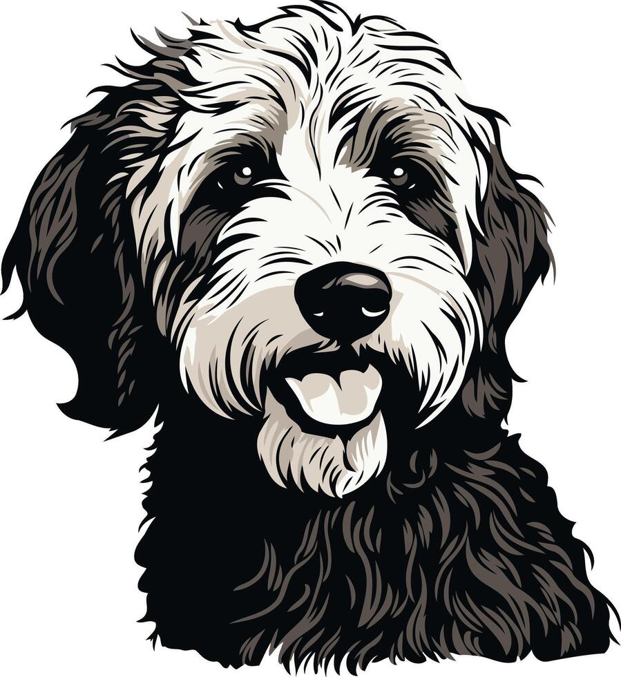 Portrait of a Smiling Doodle Dog vector