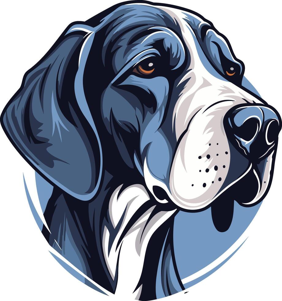 A striking illustration of a great dane's head, rendered in a bold and graphic style vector