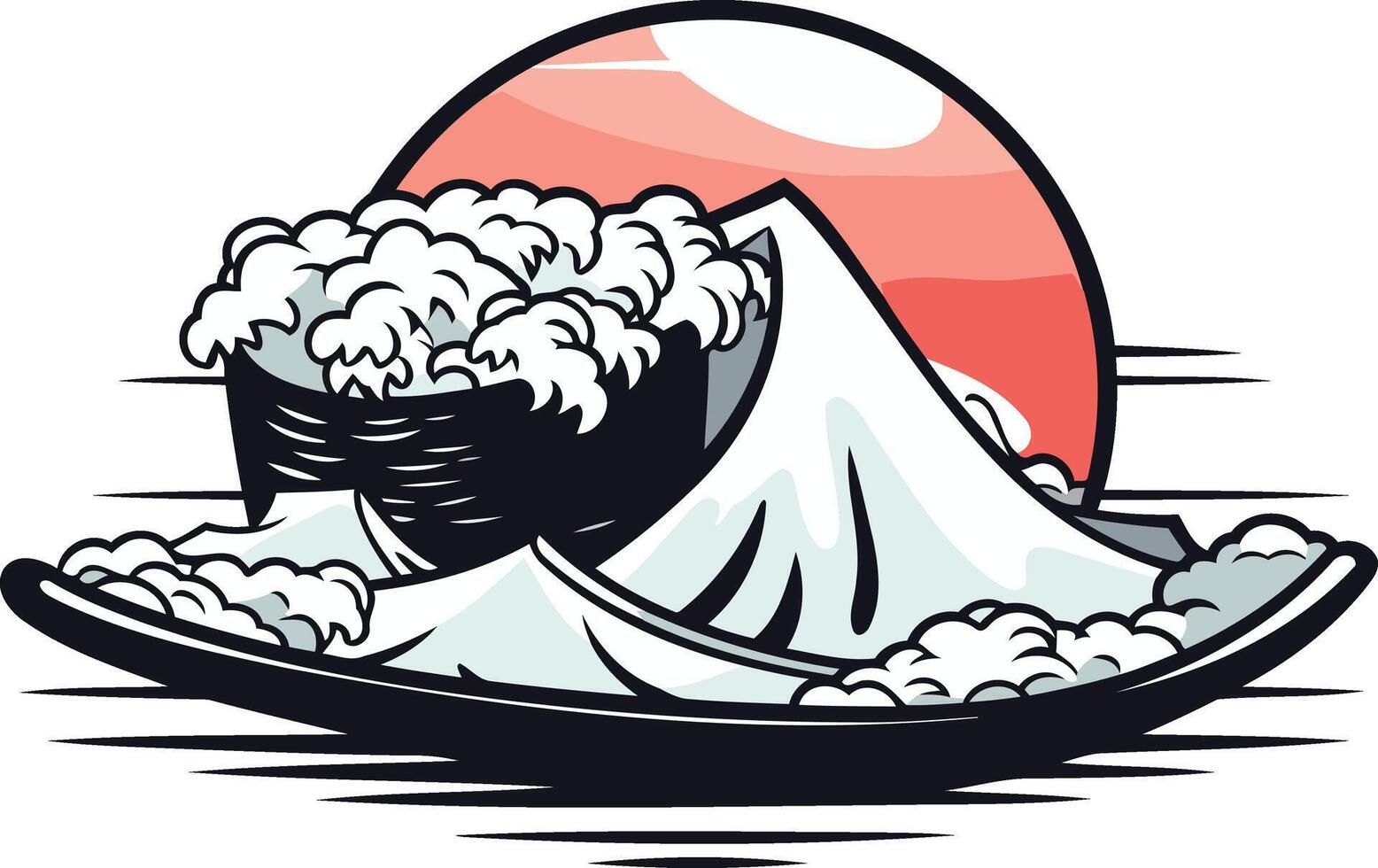 Sushi Wave with Sunset vector