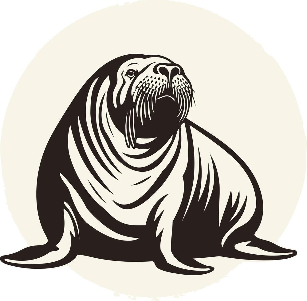 Walrus Illustration in Black and White vector