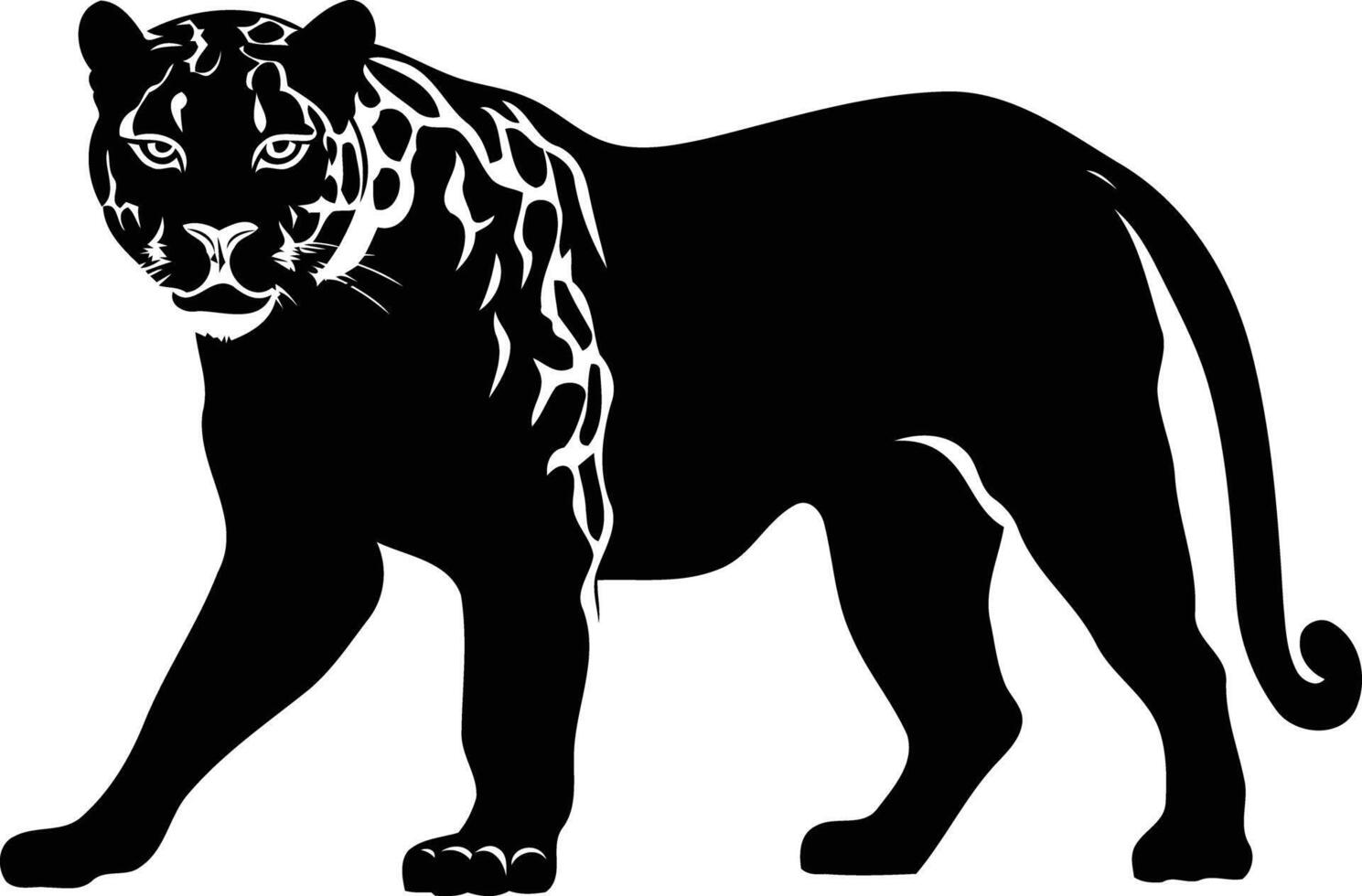 A striking silhouette of a panther, perfect for designs, logos, or illustrations vector