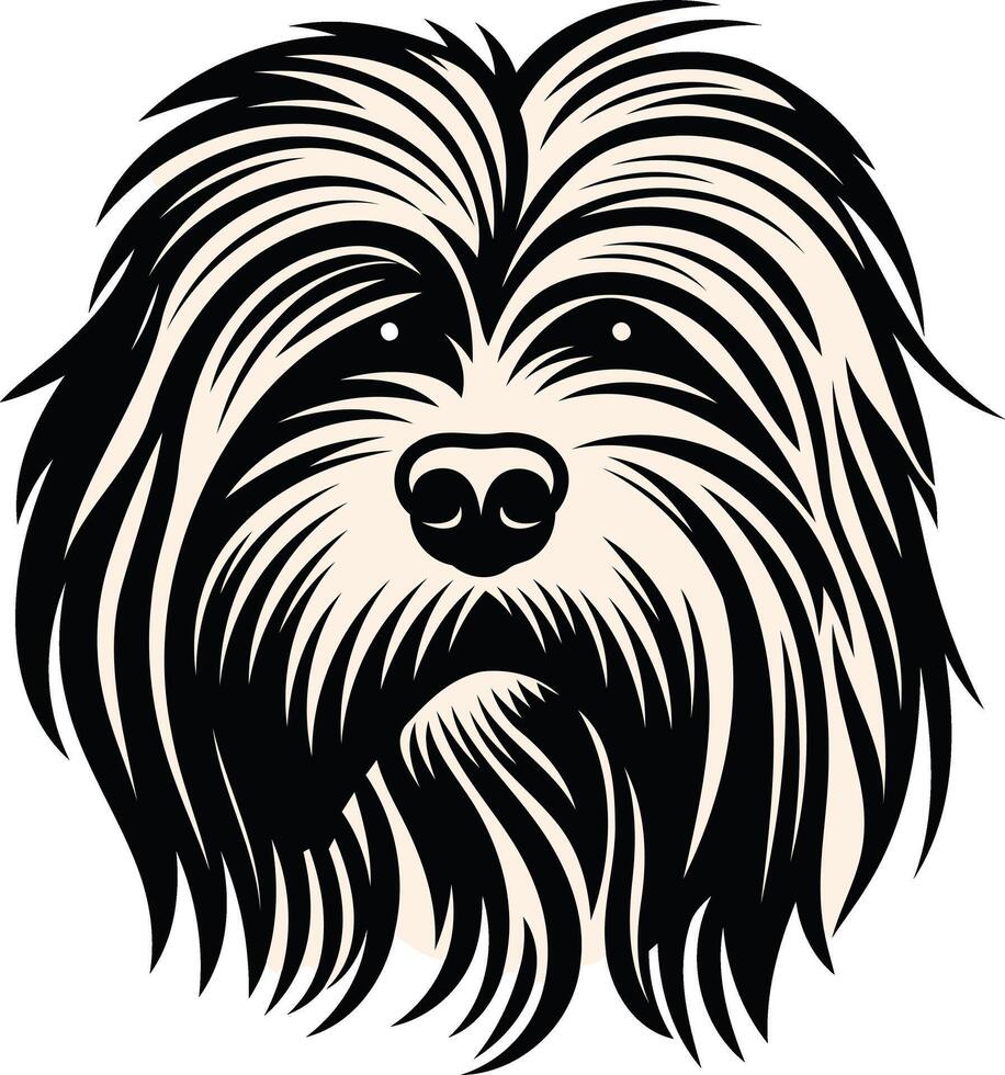 Black and White Illustration of a Dog's Face vector