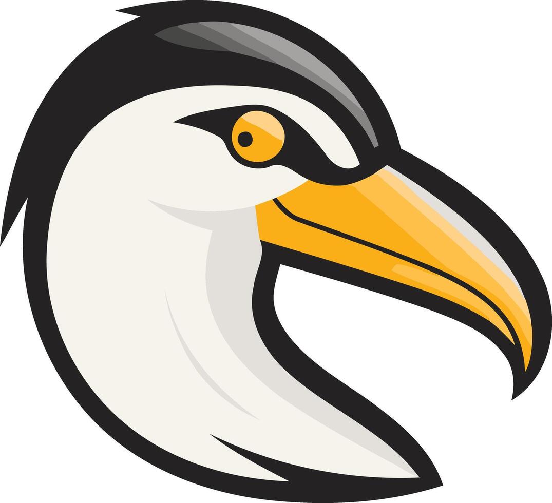 A bold and striking cartoon bird head logo, perfect for sports teams, businesses, or brands looking for a strong, unique mascot vector