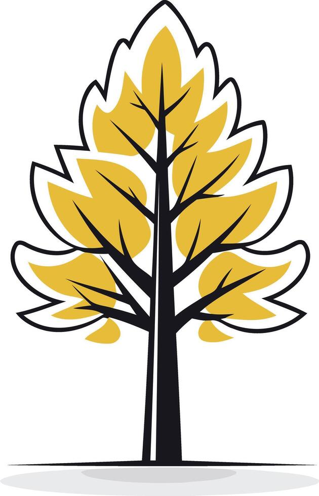 A simple and stylized illustration of a yellow tree, perfect for nature themed designs, logos, or branding vector