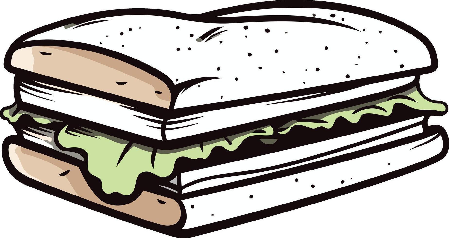 A cartoon illustration of a delicious, multi layered sandwich with lettuce vector
