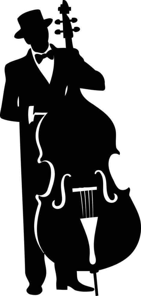 A striking silhouette of a musician playing the double bass vector