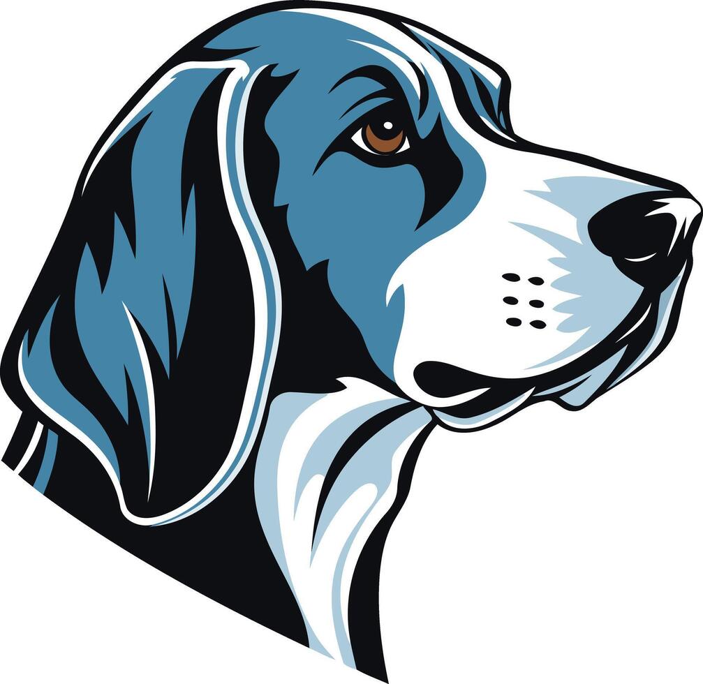 A bold, graphic illustration of a dog's head vector