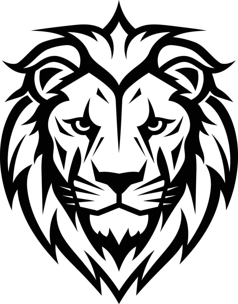 A bold and fierce black and white illustration of a lion's head, perfect for branding or design projects vector