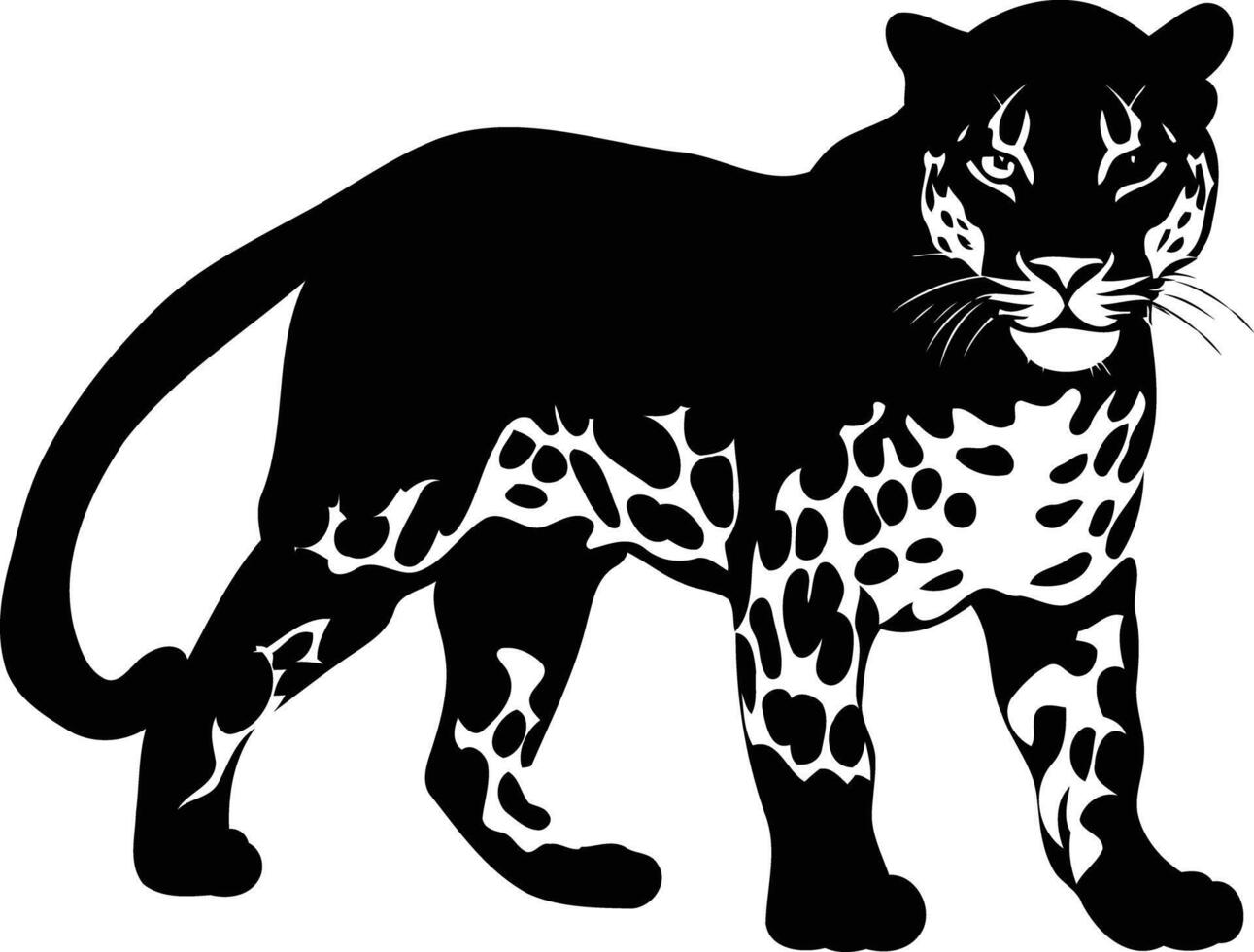 A bold and powerful silhouette of a leopard, perfect for adding a touch of wildness to your designs vector