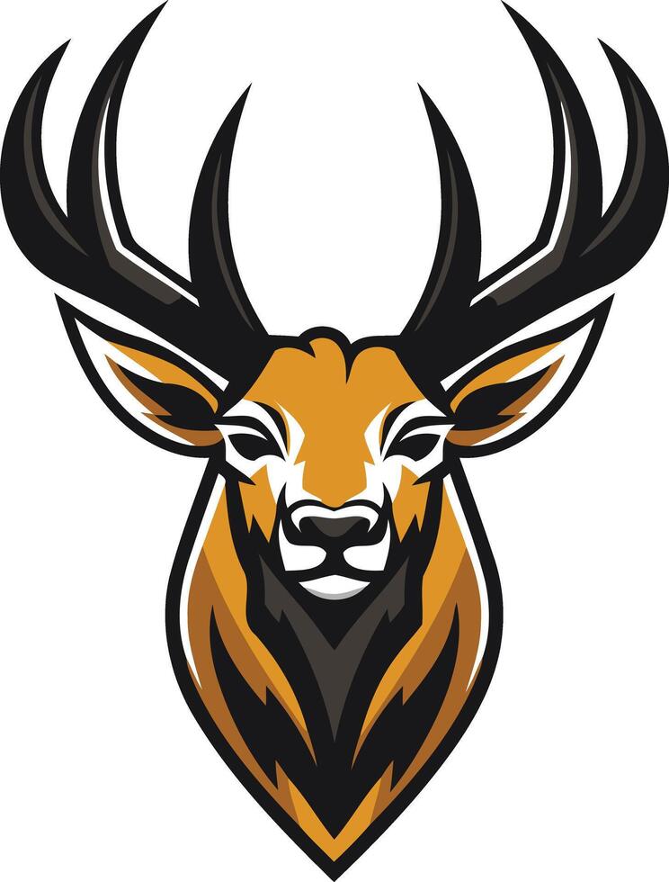 A powerful and striking deer head logo, perfect for sports teams, outdoor brands, or any company seeking a symbol of strength and determination vector
