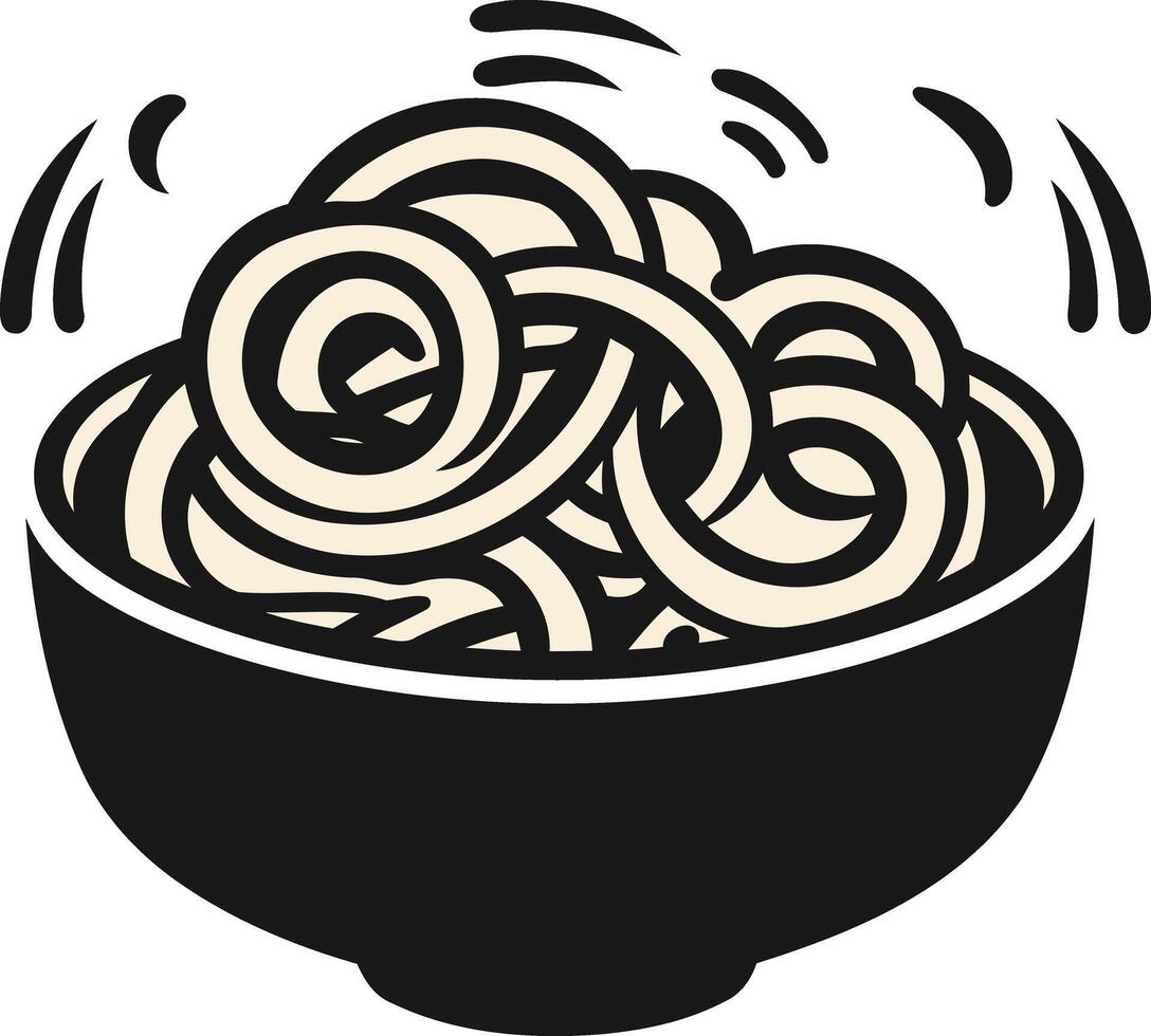 A simple yet eye catching illustration of a bowl of noodles with steam rising above vector